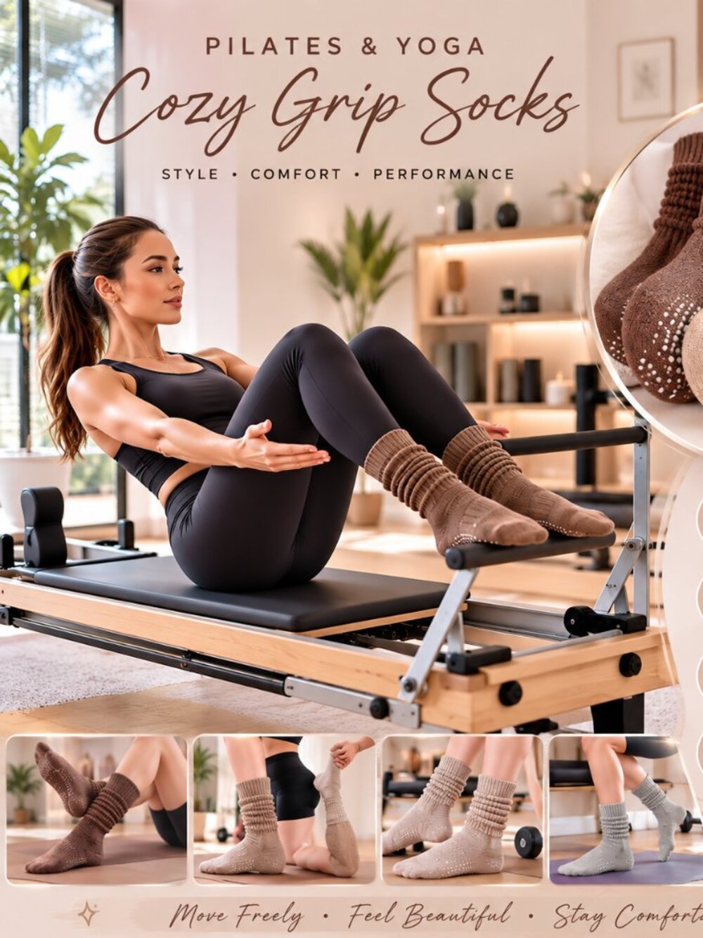 Non-Slip Grip Socks Yoga & Pilates Socks (Pack 3)